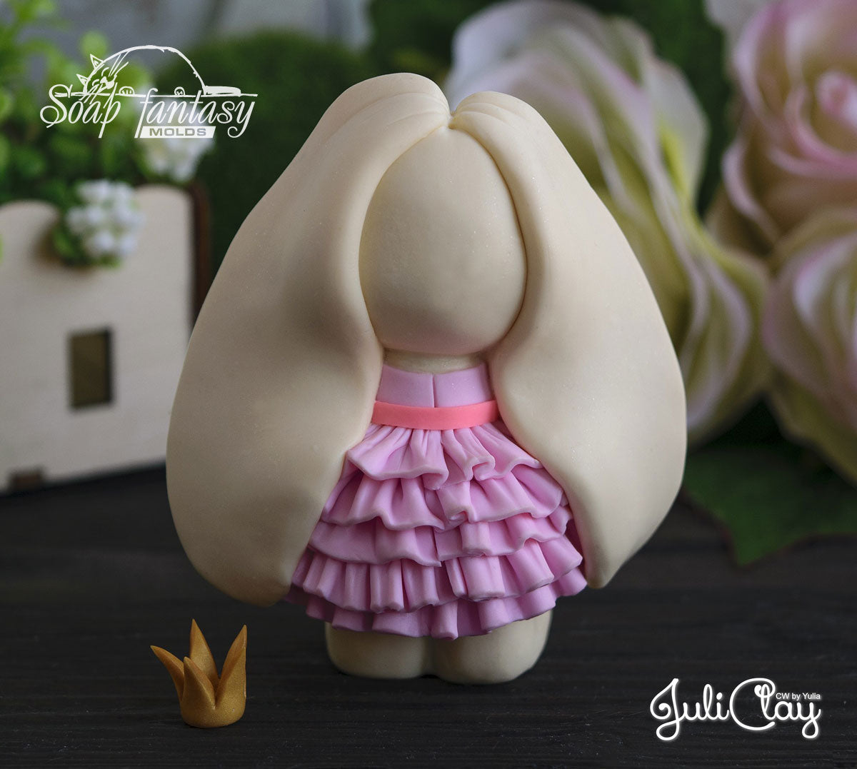 Bunny girl in a dress silicone mold for soap making