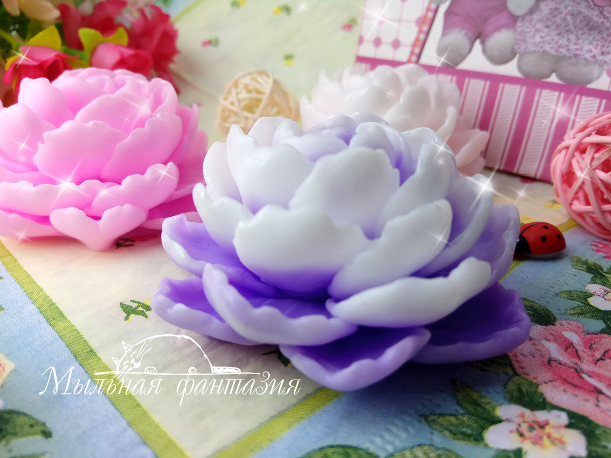 Peony flower silicone mold for soap making