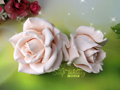 Big rose Elizabeth flower silicone mold (mould) for soap making and candle making