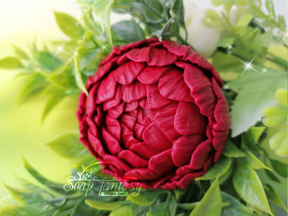 Peony "Bordeaux" flower silicone mold for soap making