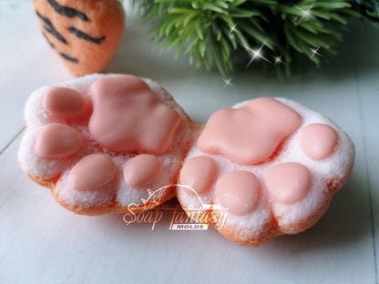 Fluffy tiger (cat) paws silicone mold for soap making