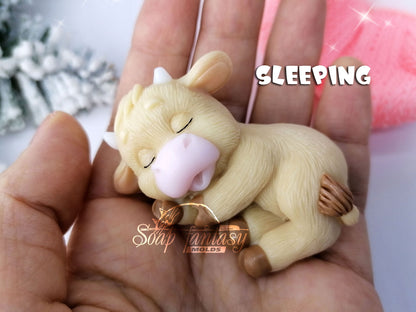 MooMoo slepping baby bulls silicone mold for soap making