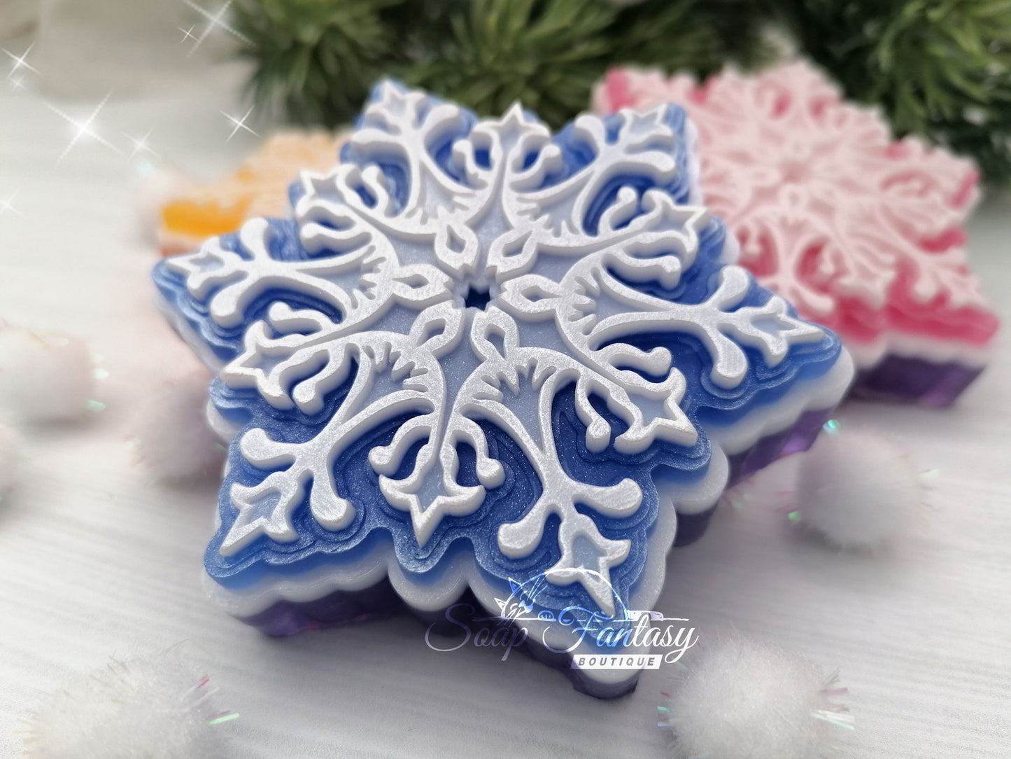 Delicate snowflake silicone mold for soap making