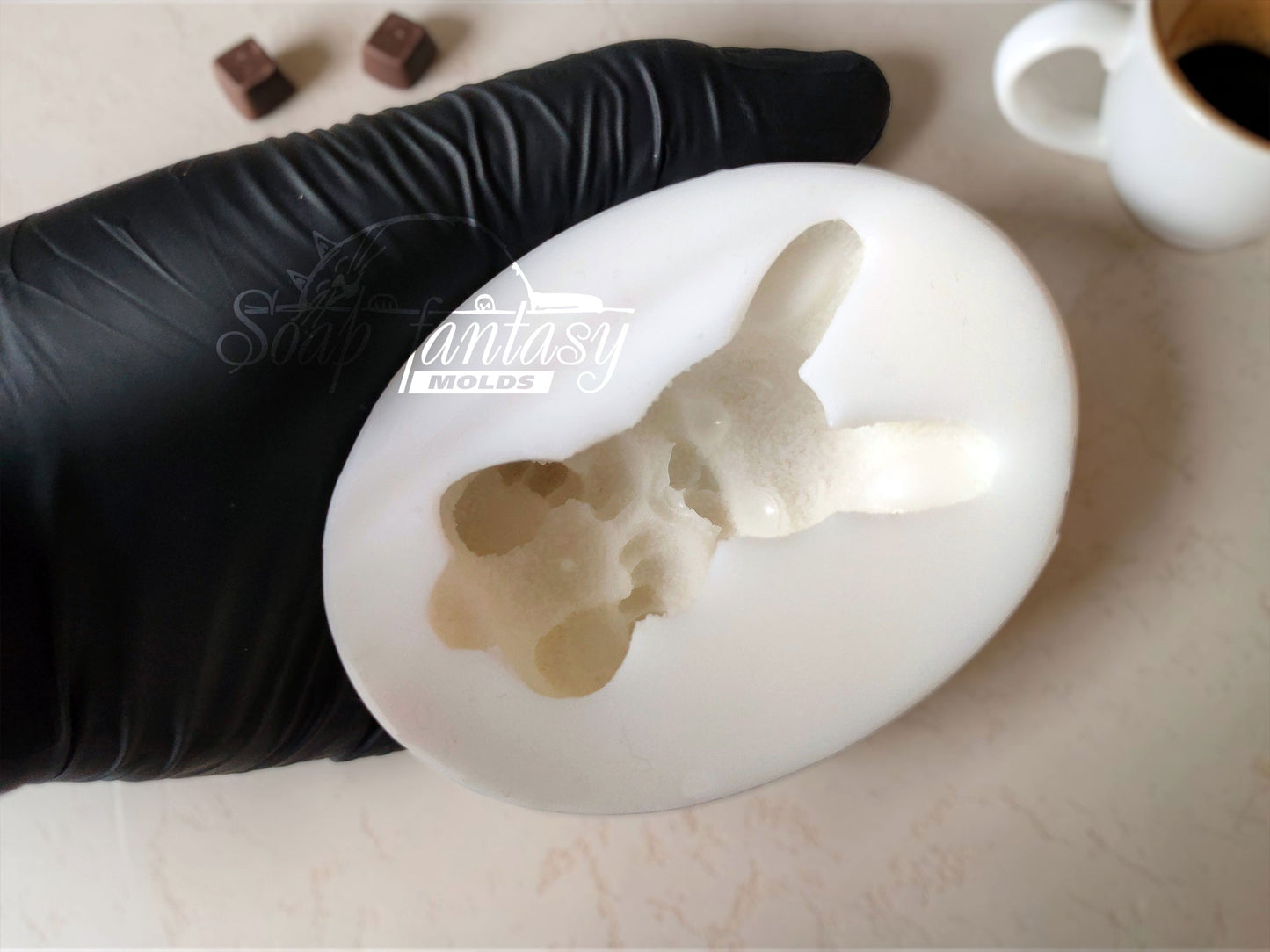 Easter Bunny Chocolate Mold – Rabbit Silicone Mold for Chocolate Figurines, Fondant, Sugar Paste – Bunny on the back