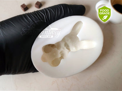 Easter Bunny Chocolate Mold – Rabbit Silicone Mold for Chocolate Figurines, Fondant, Sugar Paste – Bunny on the back