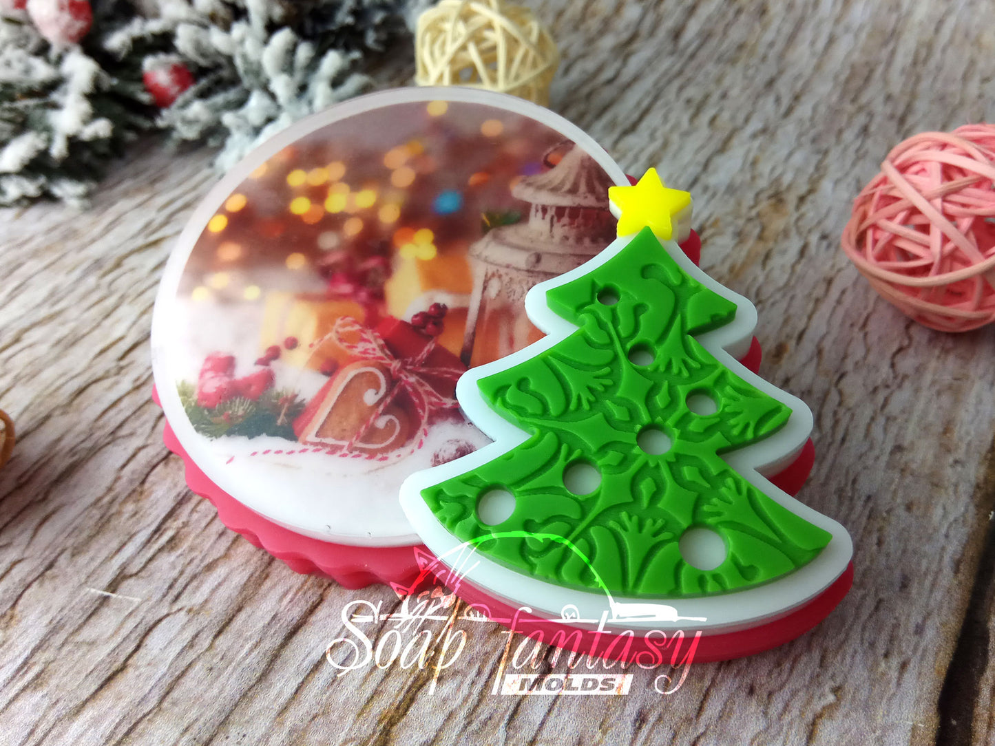 New Year spirit (model 3) silicone mold for making soap with a picture