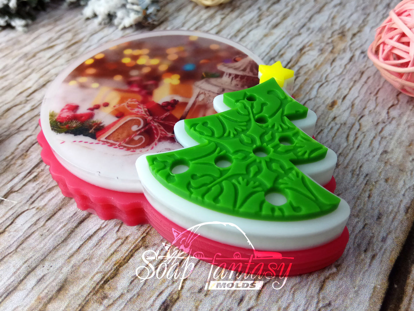 New Year spirit (model 3) silicone mold for making soap with a picture