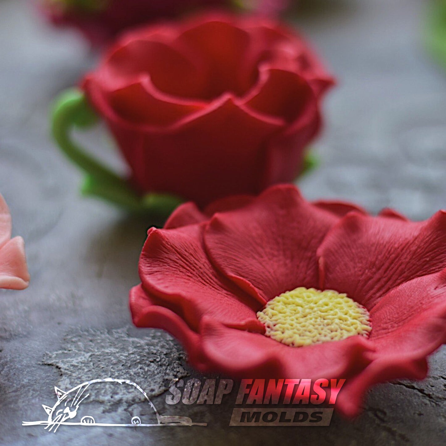 Rose cup and saucer silicone mold for soap making