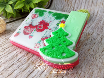 New Year spirit (model 4) silicone mold for making soap with a picture
