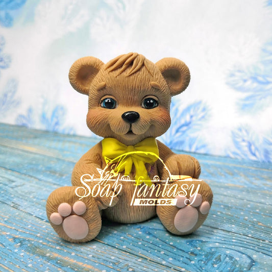 Teddy bear with a bow silicone mold for soap making