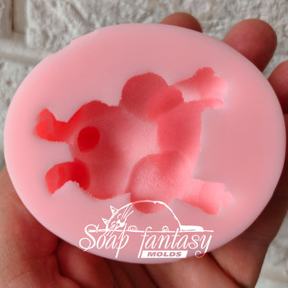 The bunny lies on the tummy silicone mold for soap making