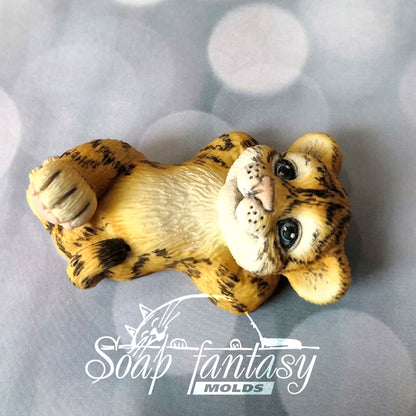 So cute resting tiger baby cub silicone mold for soap making