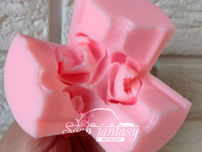 Freesia Green triplet flower silicone mold for soap making