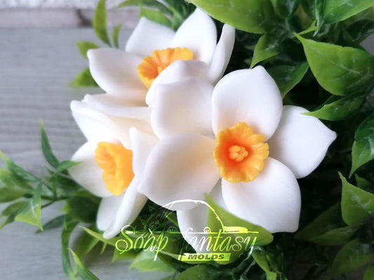 GARAGE SALE >> Narcissus triplet (daffodil) silicone mold for soap making