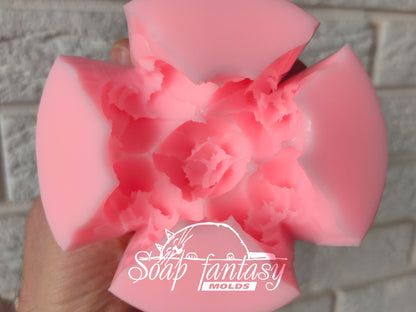 Bouquet of 5 Tulips flower silicone mold for soap making