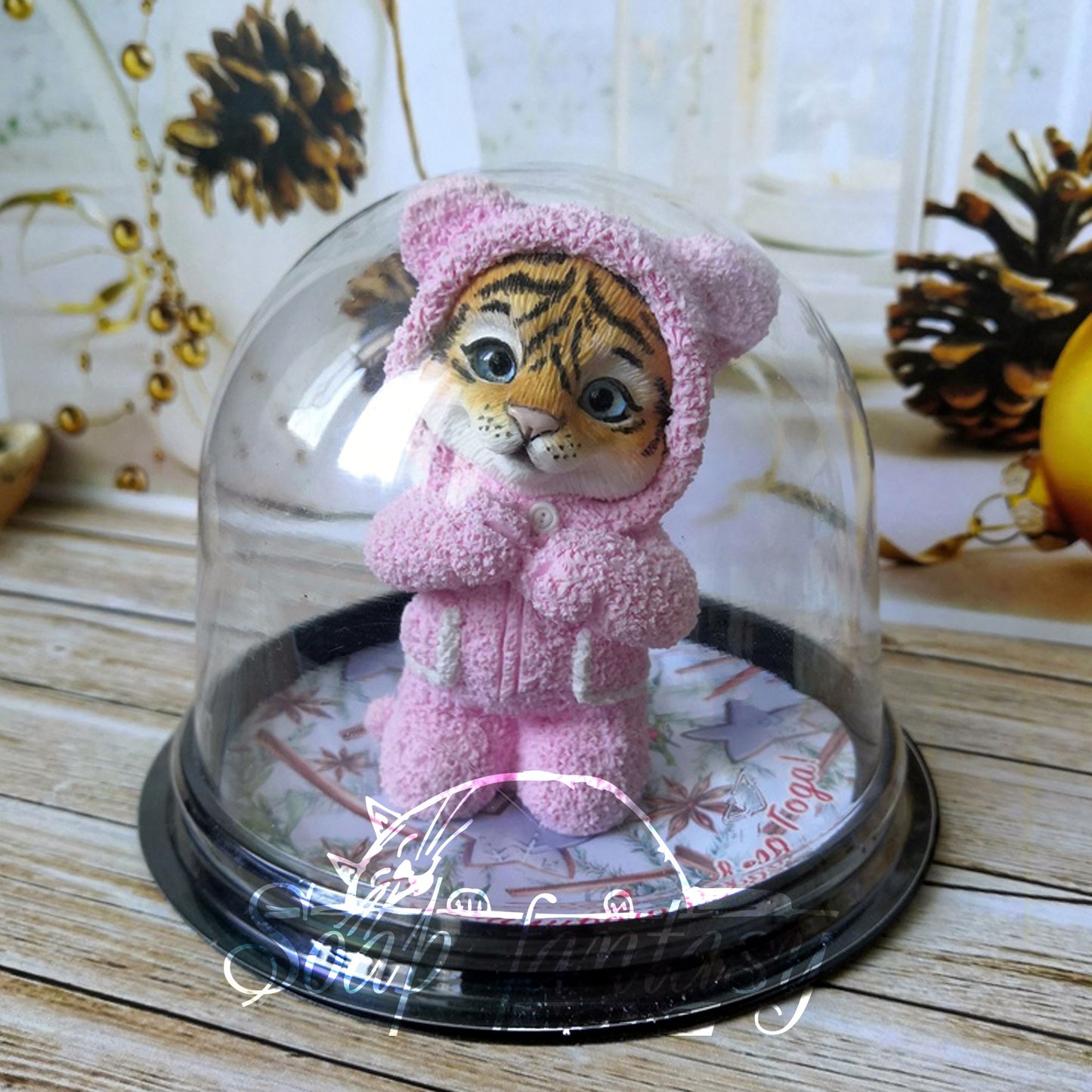 Tiger Cub in pink pajamas silicone mold for soap making