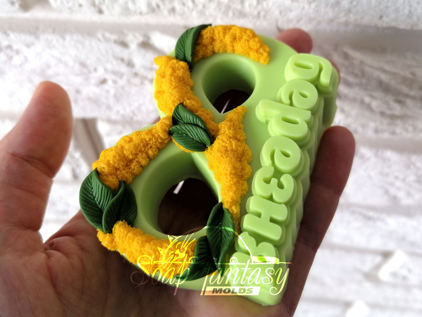 «8 березня» with a mimosa silicone mold for soap making