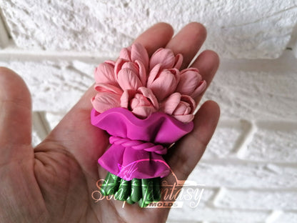 GARAGE SALE >> Tulips bouquet silicone mold for soap making