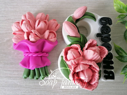 «8 березня» with a tulip silicone mold for soap making