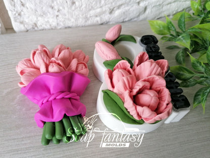 GARAGE SALE >> Tulips bouquet silicone mold for soap making