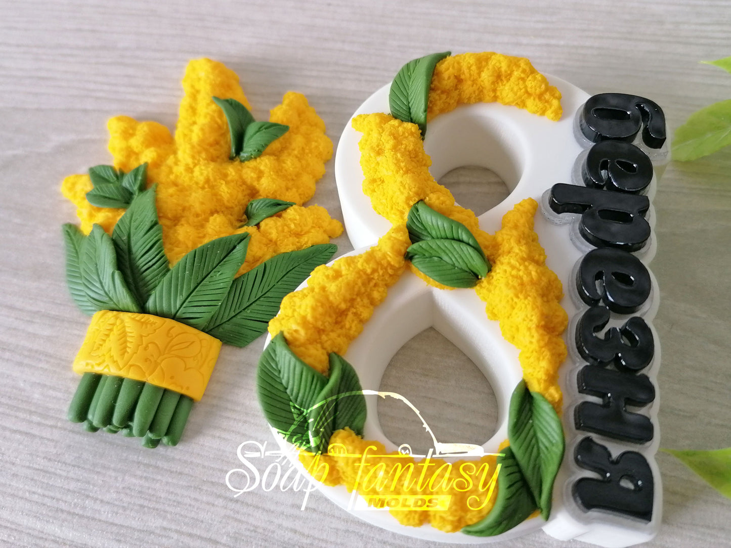 «8 березня» with a mimosa silicone mold for soap making