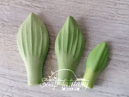 Alstroemeria lily 3 leaves silicone soap mold for M&P soap making