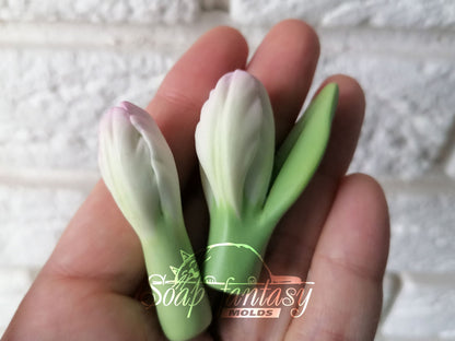 Alstroemeria lily 2 separate buds silicone soap mold for M&P soap making