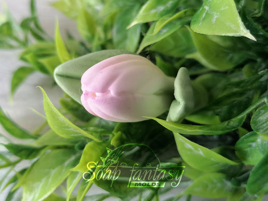 Alstroemeria lily bud with leaves silicone mold (mould) for soap making and candle making