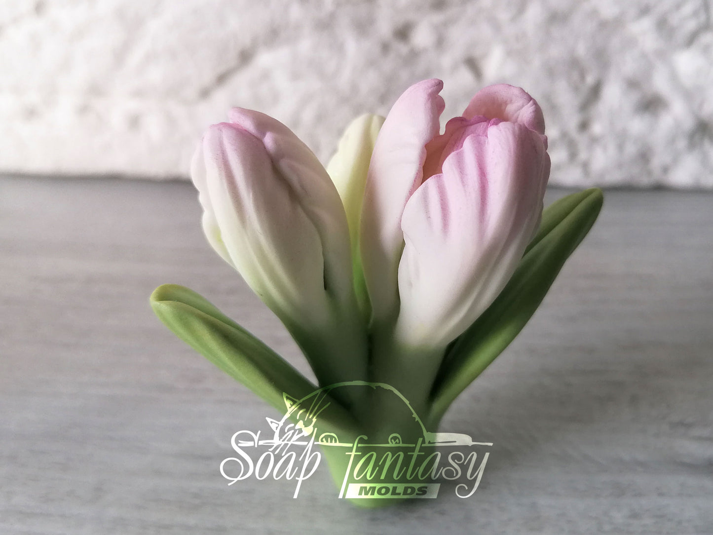 Alstroemeria lily 3 buds with leaves silicone mold for soap making