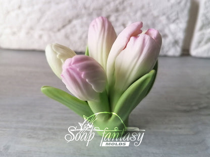 Alstroemeria lily 5 buds with leaves silicone mold for soap making