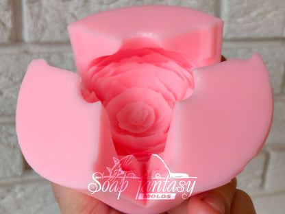 Ranunculus "Amandine" flower silicone mold for soap making