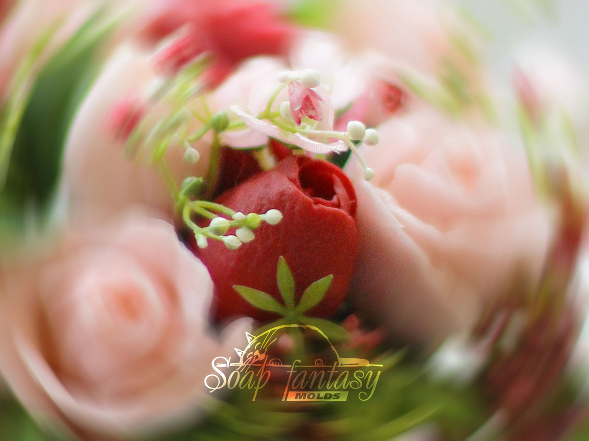Mini Rosebud «Carmen» silicone mold for floral soap and candles. Ideal for soap and wax crafting, this miniature rose and bud mold helps you create stunning standalone arrangements or charming accents for larger floral compositions.