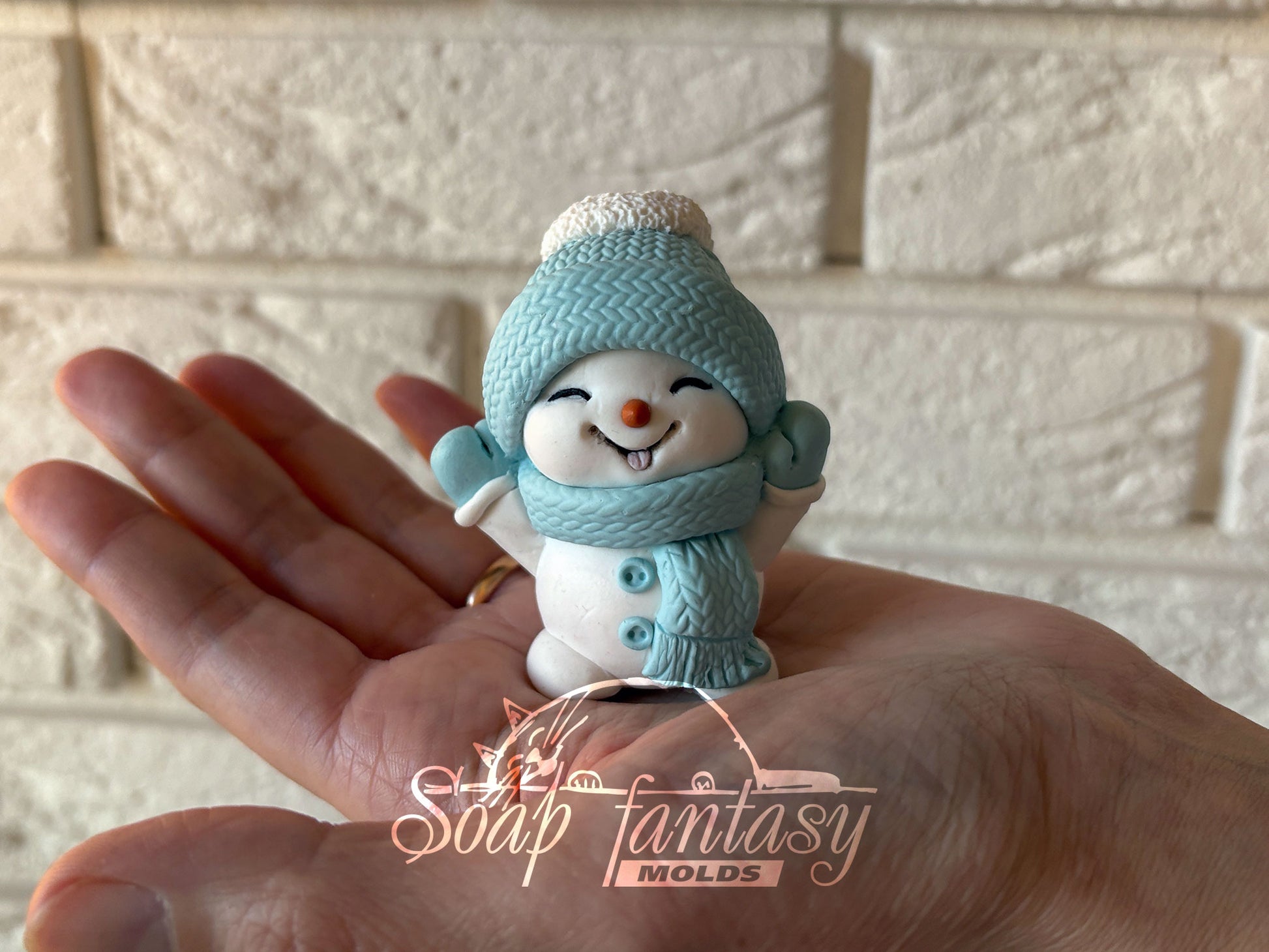 Cheerful Snowman Custom Silicone Mold. Realistic 3D Soap Molds for soap making, Candle Molds for candle making and Resin Molds for Resin Art.