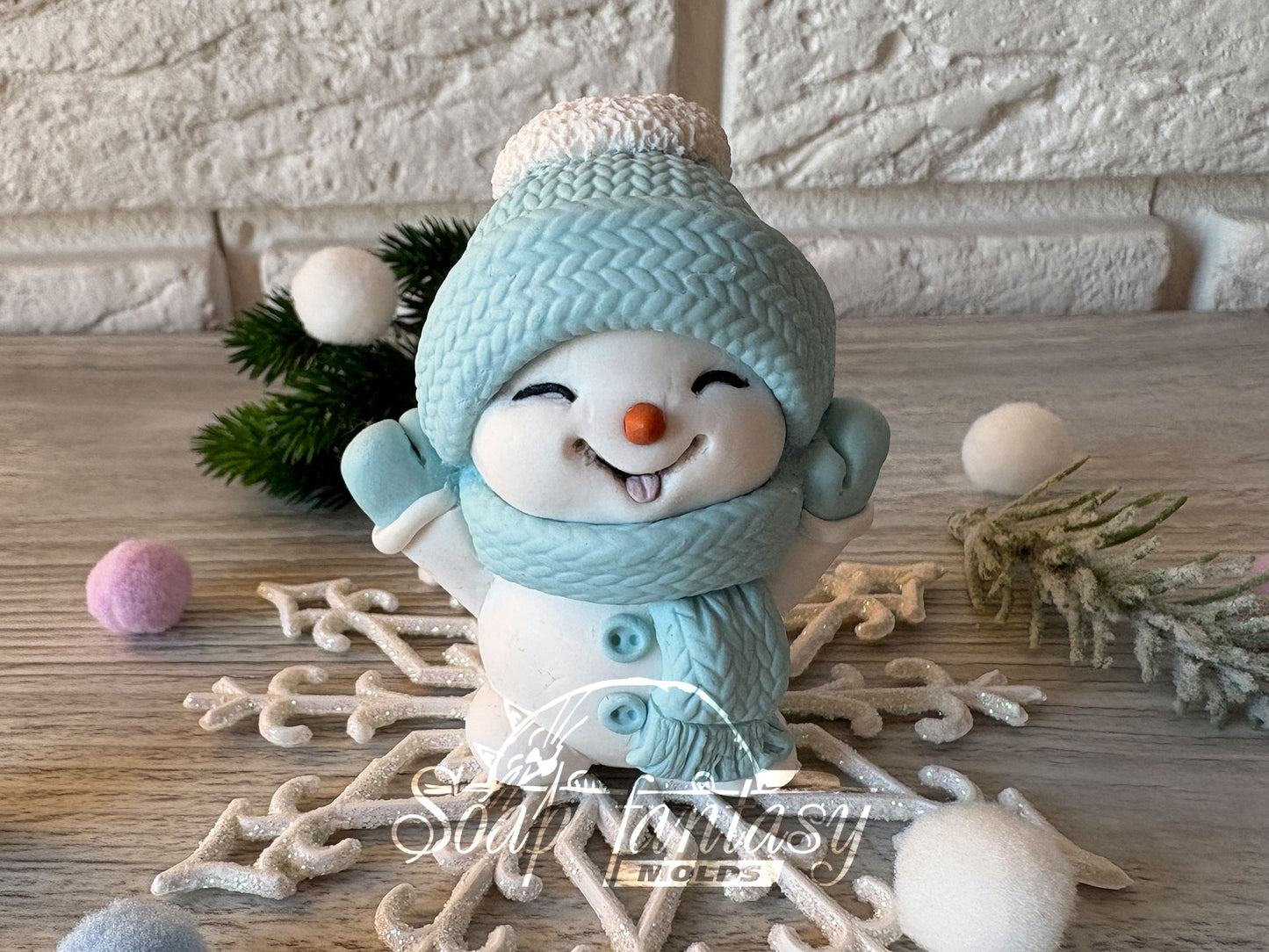 Custom silicone mold Cheerful Snowman - Soap Molds, Candle Molds for DIY & Crafts