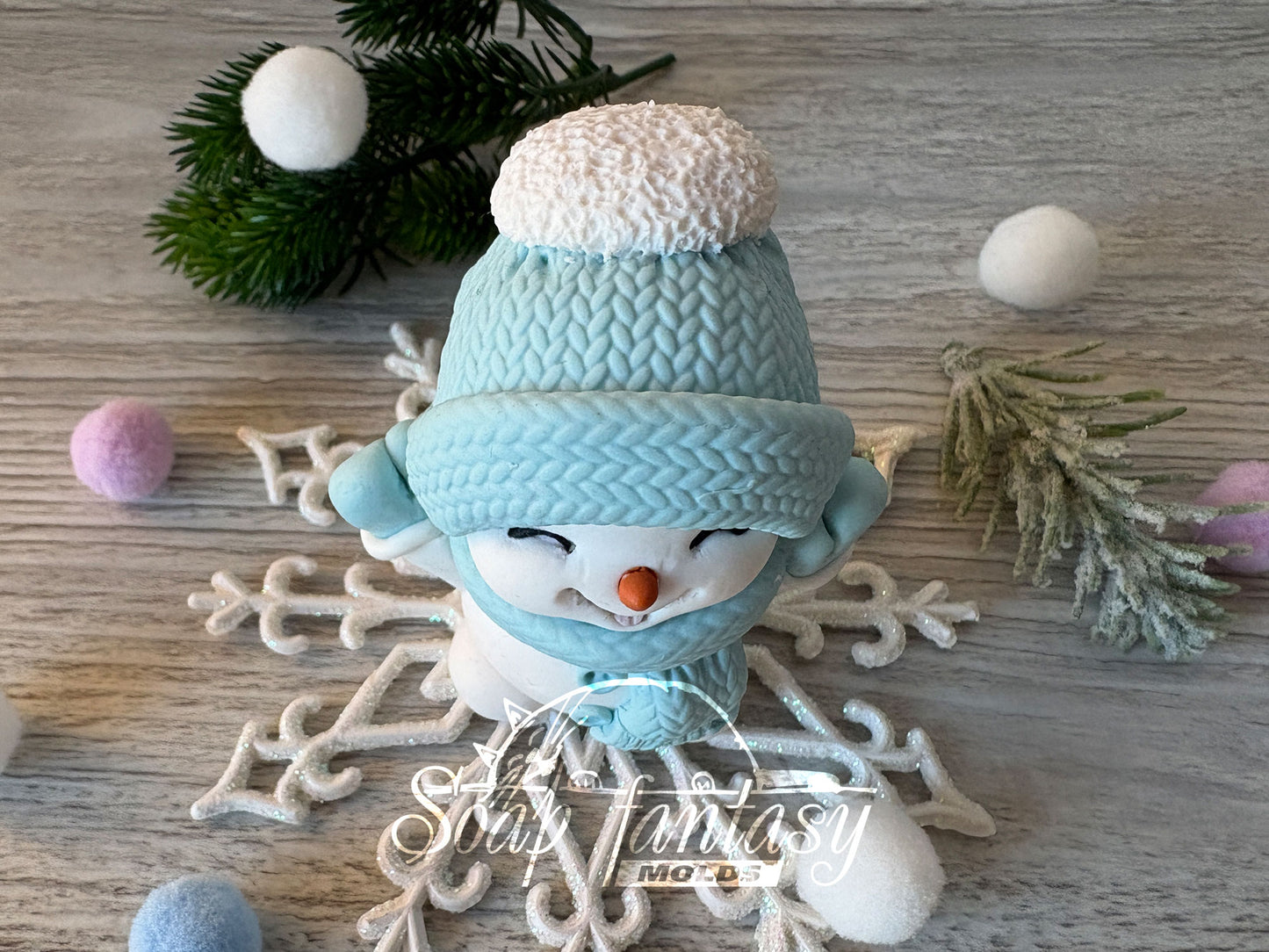 Custom silicone mold Cheerful Snowman - Soap Molds, Candle Molds for DIY & Crafts