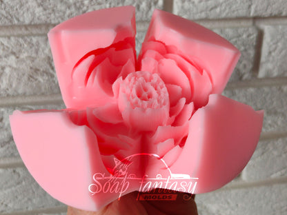 Peony "Coral Magic" silicone mold for soap making
