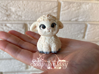 Cute Baby Sheep Lamb Custom Silicone Mold. Realistic 3D animal Soap Molds for soap making, Candle Molds for candle making and Resin Molds for Resin Art.