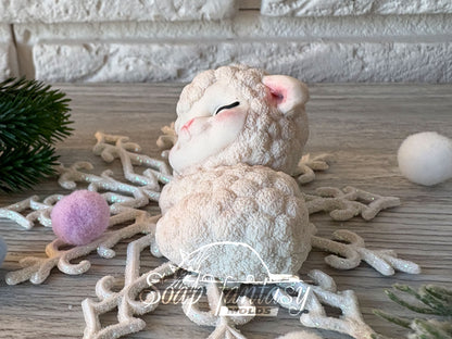 Cute Sleeping Lamb sheep Custom Silicone Mold. Realistic 3D animal Soap Molds for soap making, Candle Molds for candle making and Resin Molds for Resin Art.