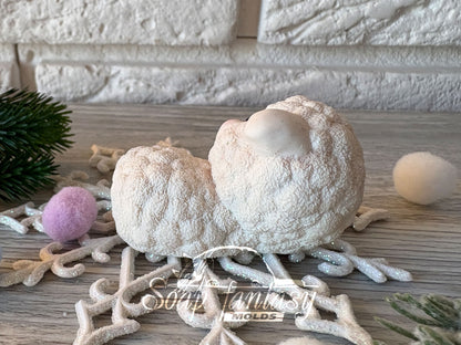 Cute Sleeping Lamb sheep Custom Silicone Mold. Realistic 3D animal Soap Molds for soap making, Candle Molds for candle making and Resin Molds for Resin Art.