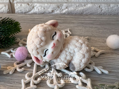 Cute Sleeping Lamb sheep Custom Silicone Mold. Realistic 3D animal Soap Molds for soap making, Candle Molds for candle making and Resin Molds for Resin Art.