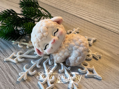 Cute Sleeping Lamb sheep Custom Silicone Mold. Realistic 3D animal Soap Molds for soap making, Candle Molds for candle making and Resin Molds for Resin Art.