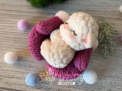 Cute Sleeping Lamb sheep Custom Silicone Mold. Realistic 3D animal Soap Molds for soap making, Candle Molds for candle making and Resin Molds for Resin Art.