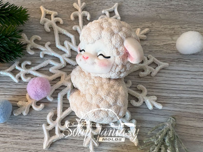 Cute Sleeping Lamb sheep Custom Silicone Mold. Realistic 3D animal Soap Molds for soap making, Candle Molds for candle making and Resin Molds for Resin Art.