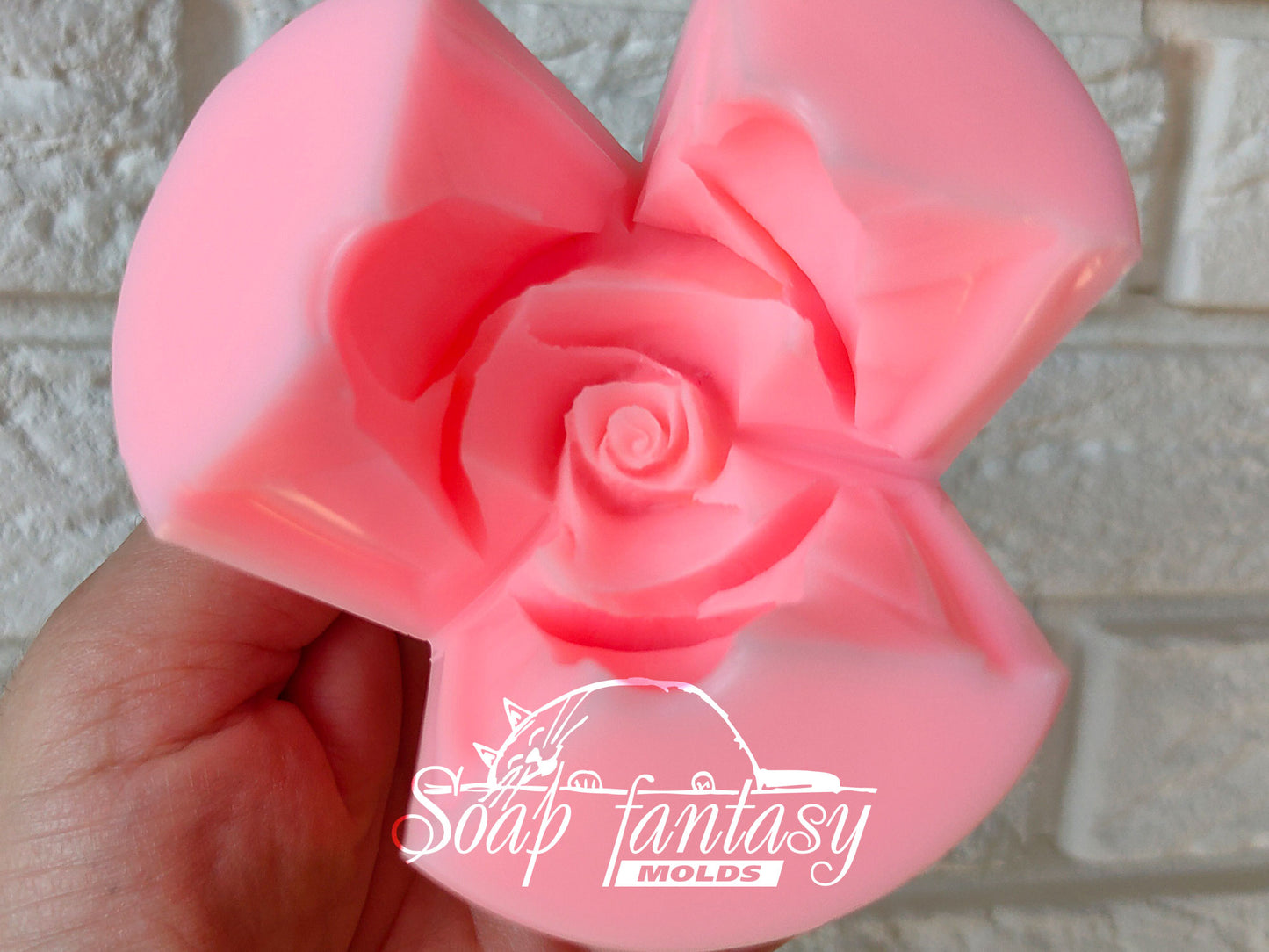 Halfopened rose "Diana" silicone mold (mould) for soap making and candle making