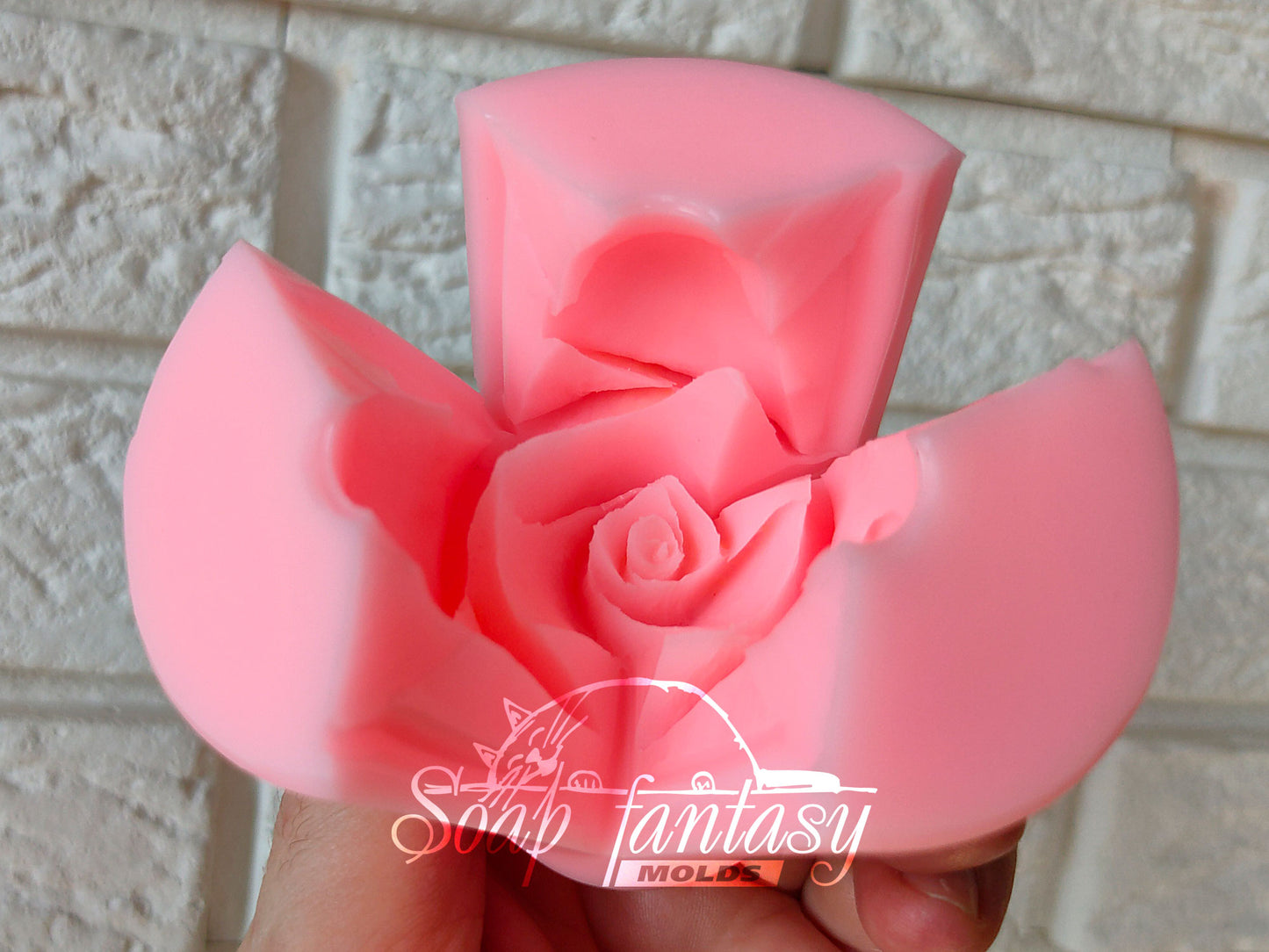 Halfopened rose "Diana" silicone mold (mould) for soap making and candle making