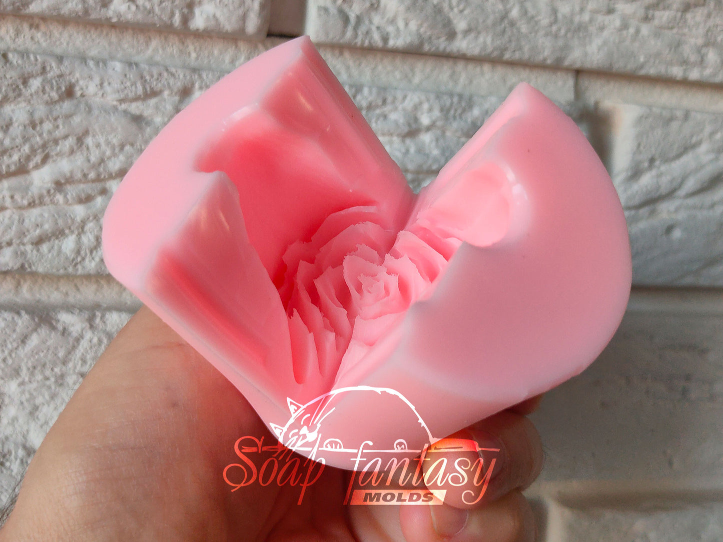 Half opened rosebud "Freedom" silicone mold for soap making