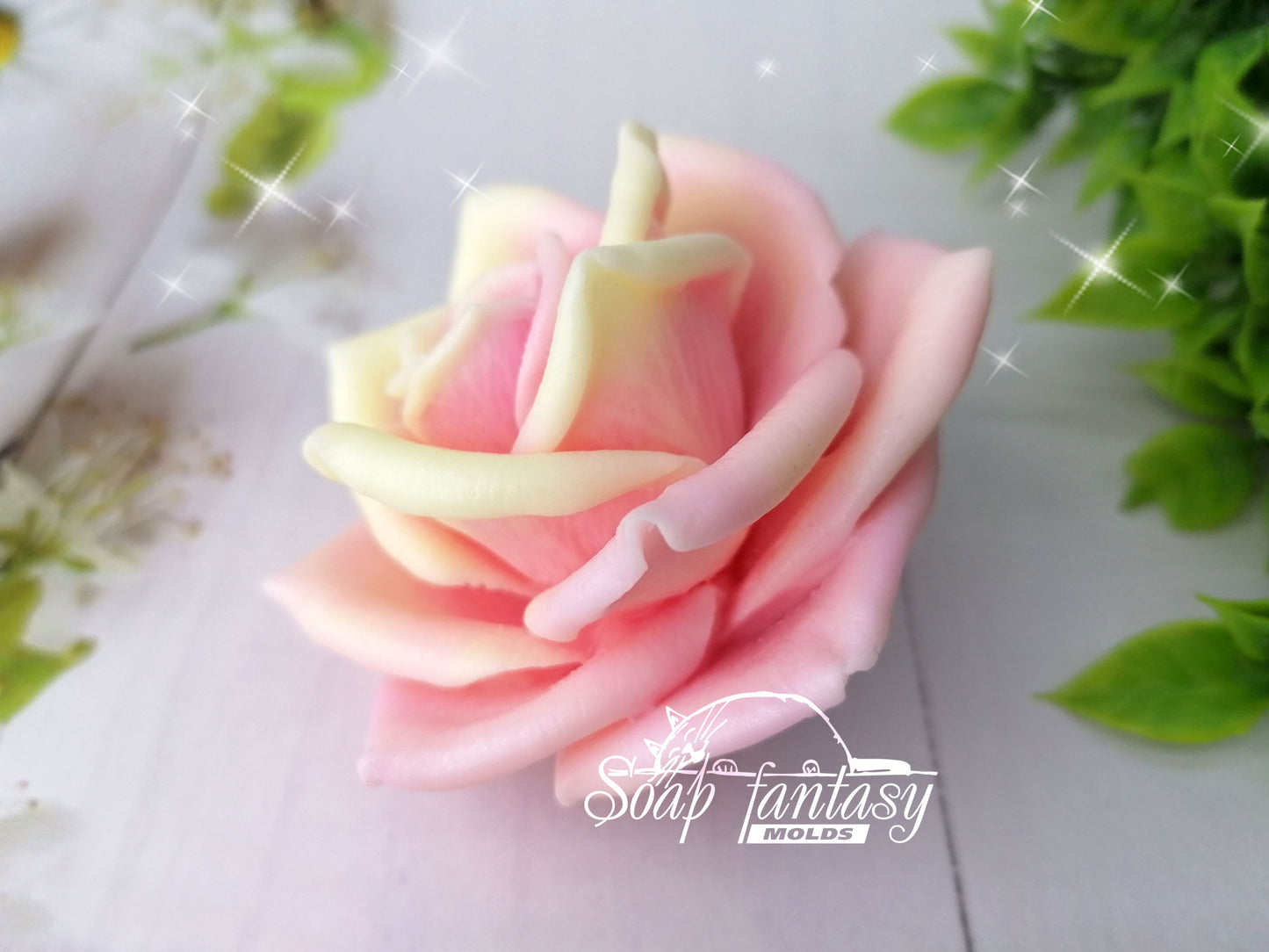 Rose "Green Tea" silicone mold for soap making