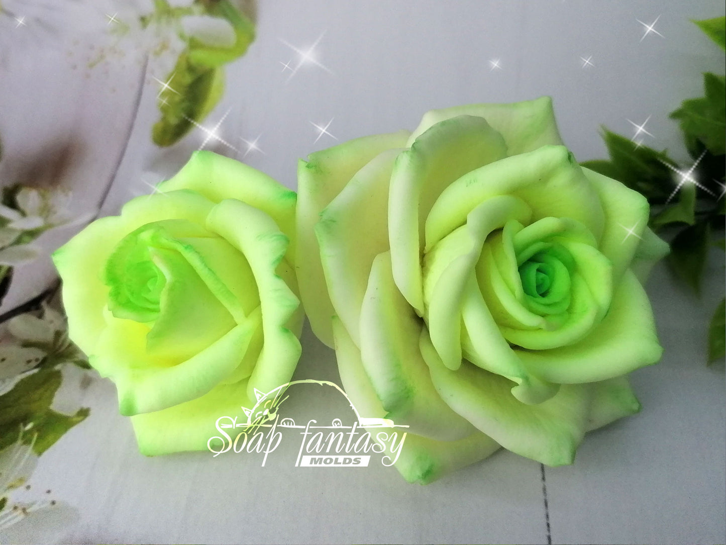 Rose "Green Tea" silicone mold for soap making