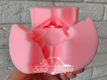 Happy daisy silicone mold (mould) for soap making and candle making