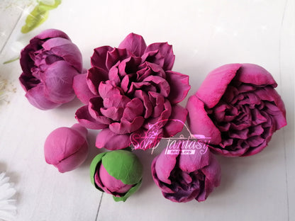 Luxurious peony half opened bud flower silicone mold for soap making